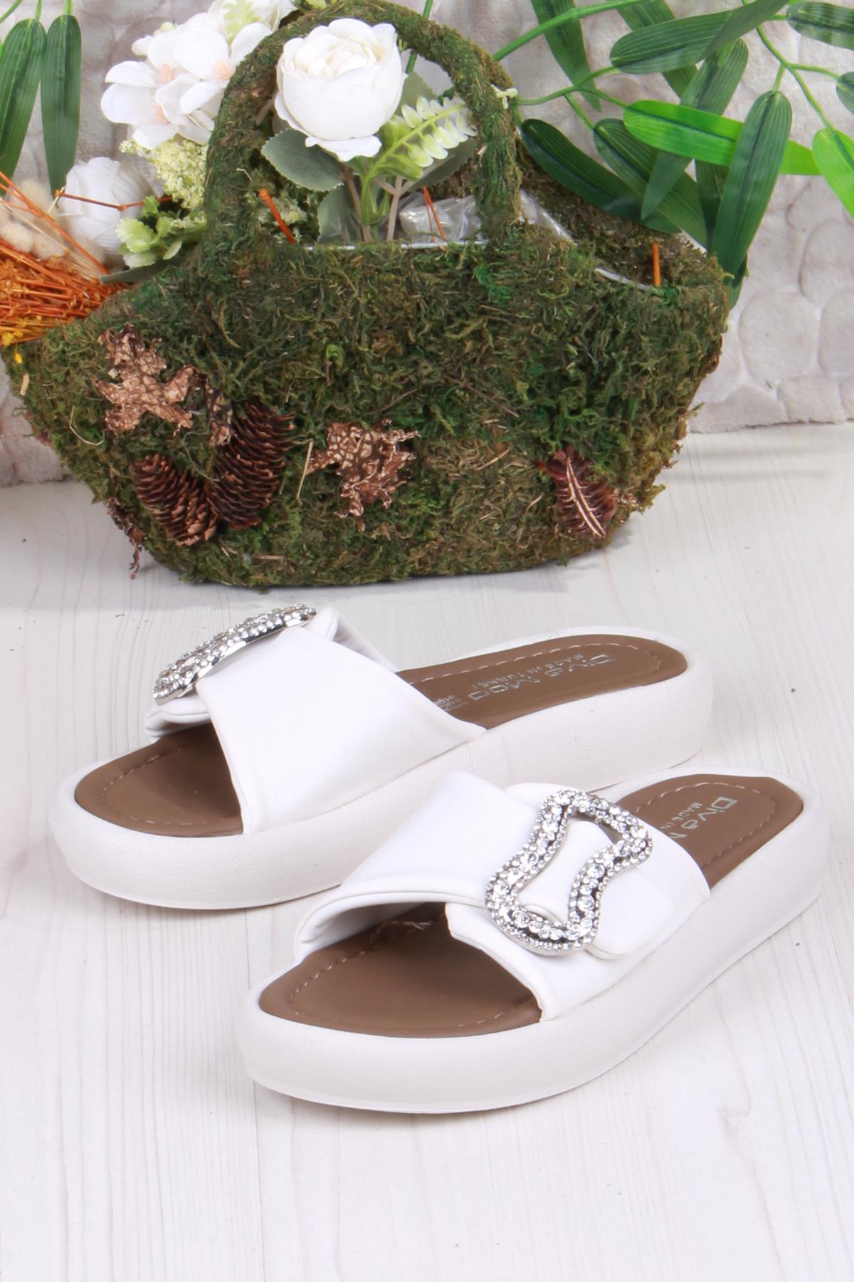 35033 Diva Com Taş Toka Detaylı Kadın Terlik - Görsel 5