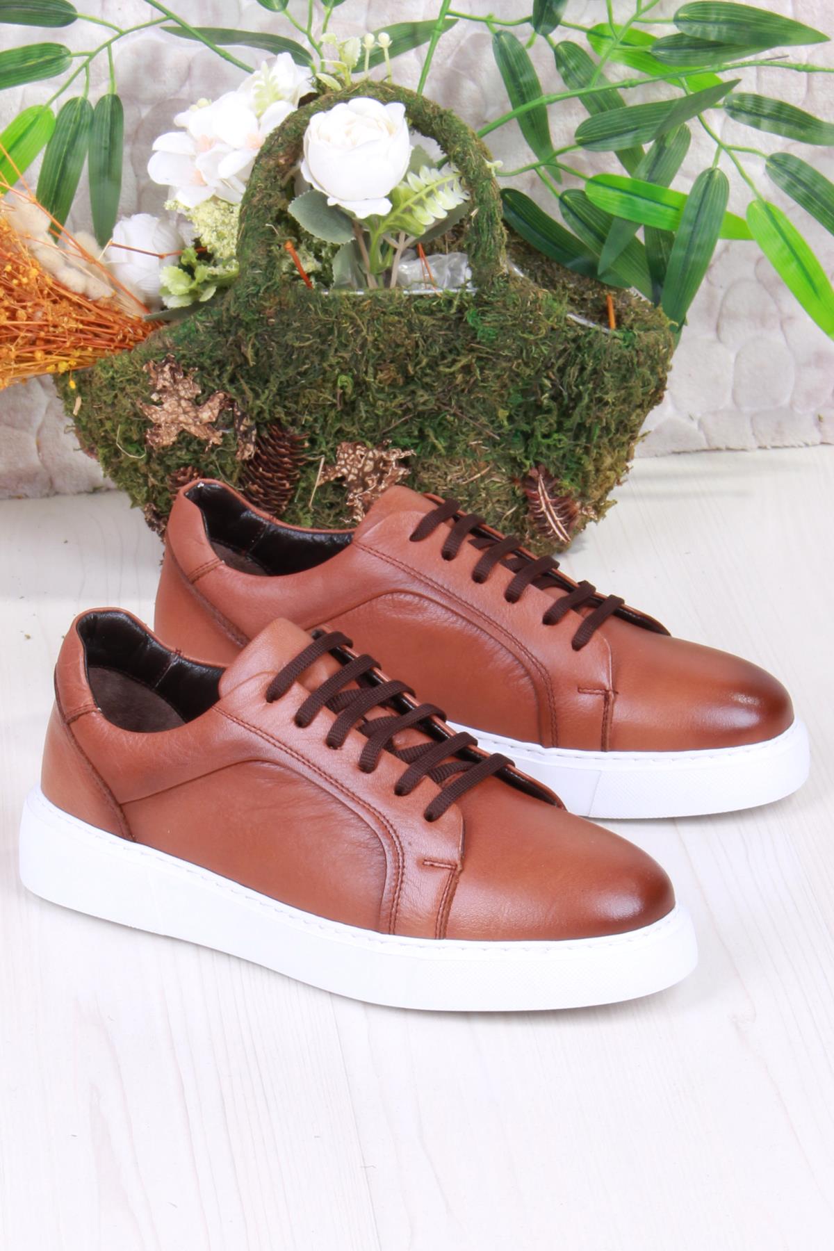 46642 Rahat Hakiki Deri Sneaker Erkek Ayakkabı - Görsel 2
