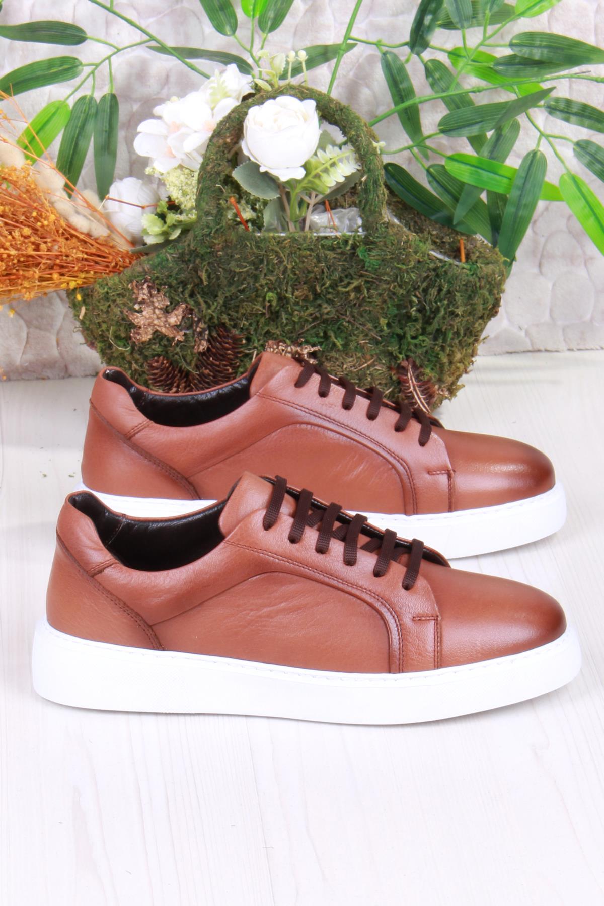 46642 Rahat Hakiki Deri Sneaker Erkek Ayakkabı - Görsel 3