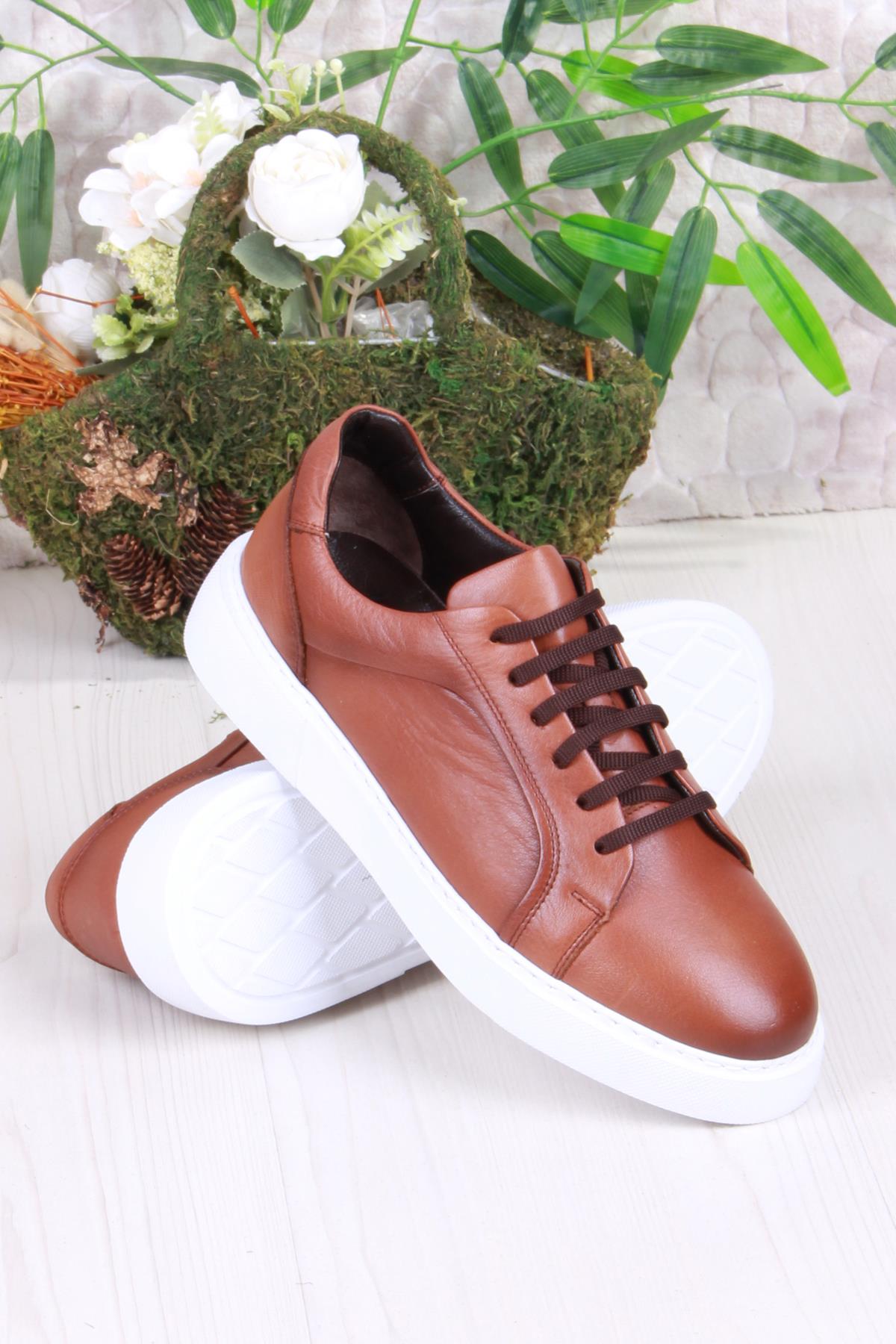 46642 Rahat Hakiki Deri Sneaker Erkek Ayakkabı - Görsel 5