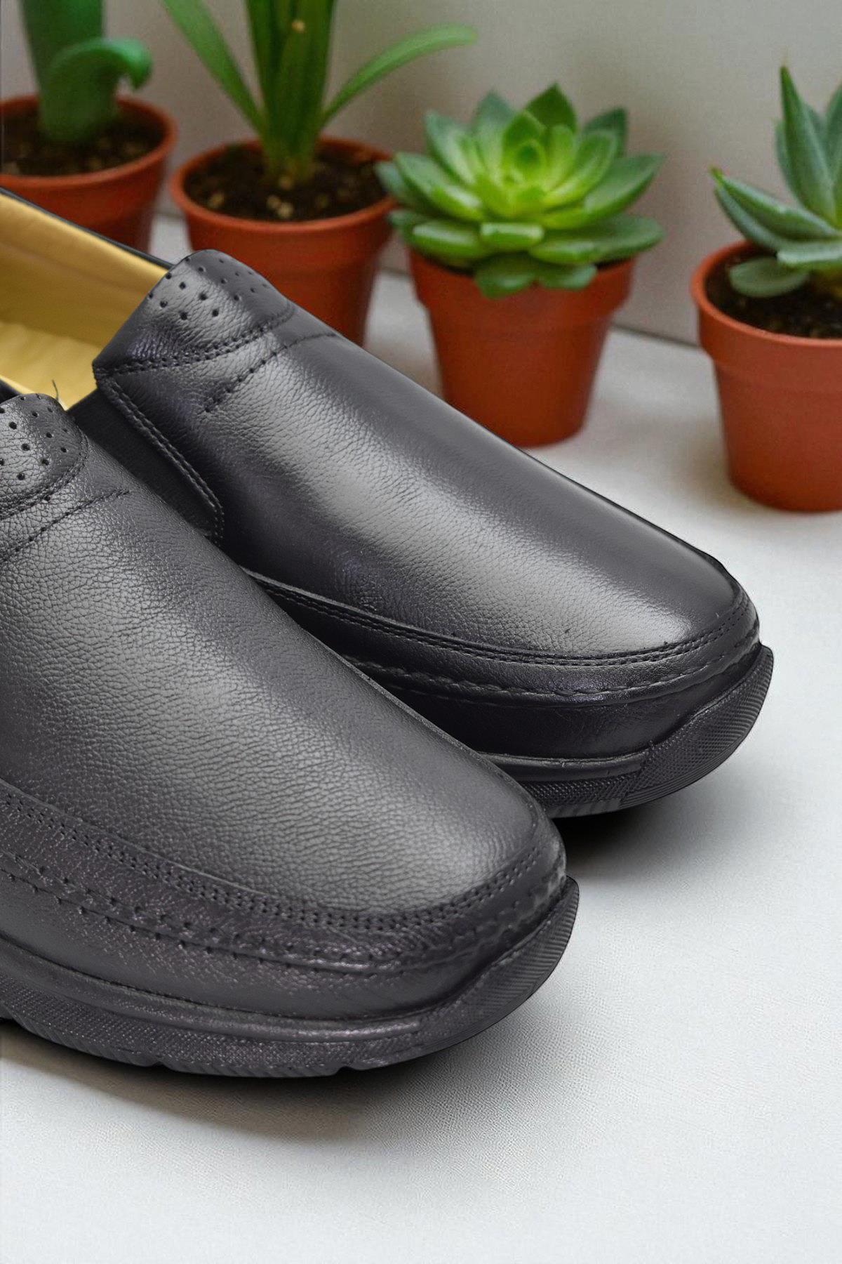 TAB5884 Ortopedik Taban Siyah Hakiki Deri Erkek Ayakkabı Mevsimlik - Görsel 6