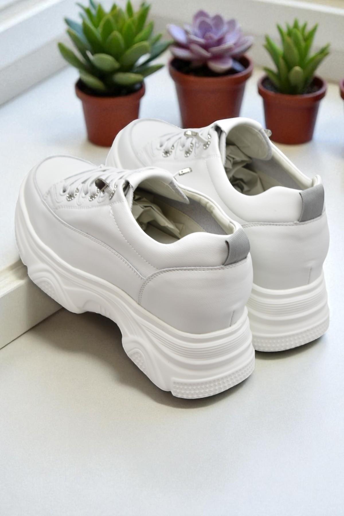 Full Ortopedik Taban Günlük Kadın Spor Ayakkabı Kalın Taban İçten Dolgu Taban 25K314 - Görsel 6