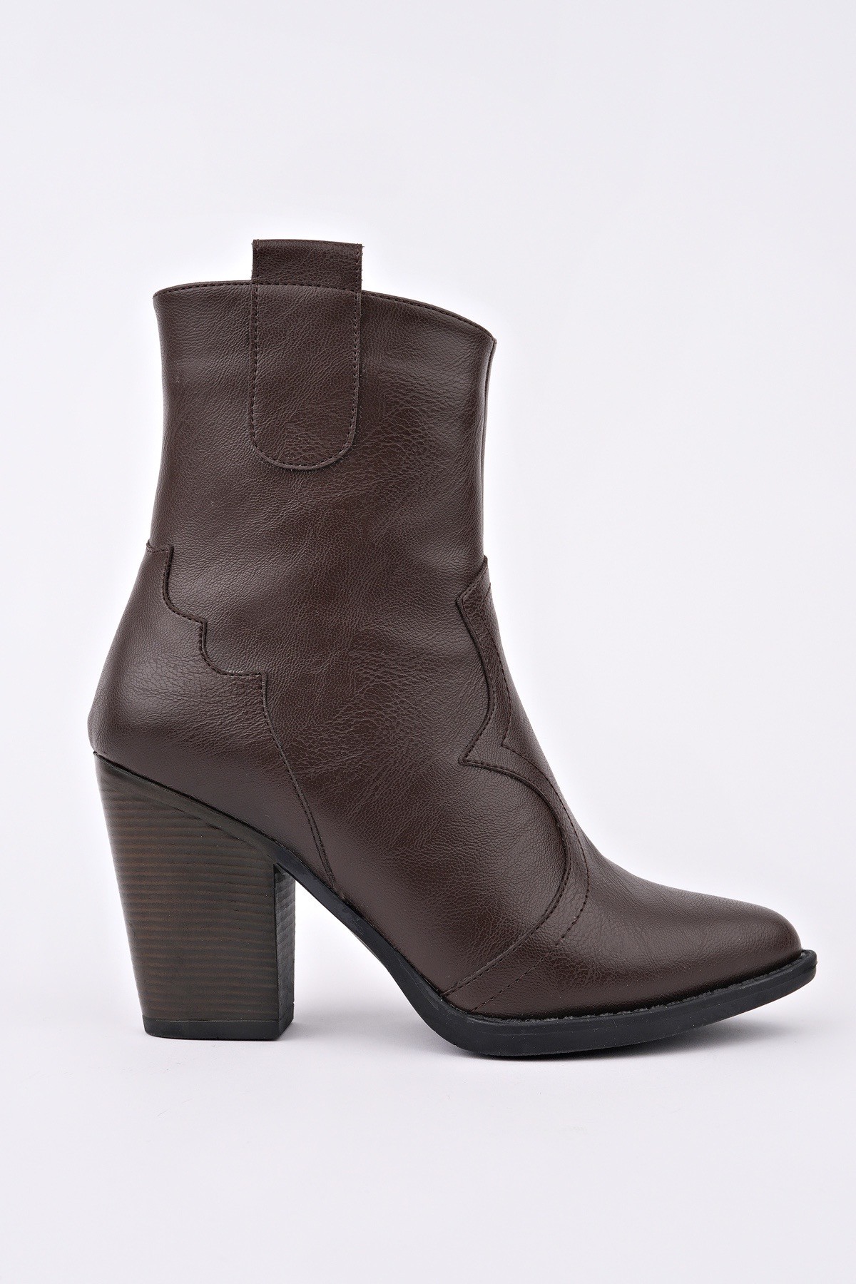 WESTON Sivri Burun Dikiş Detaylı Fermuarlı Kalın Topuklu Kovboy Kadın Bot - Görsel 5