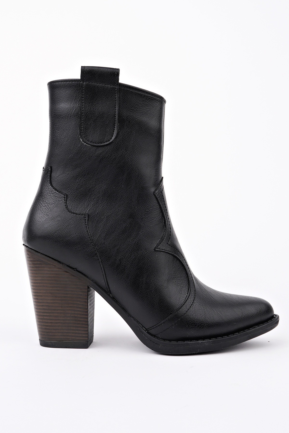 WESTON Sivri Burun Dikiş Detaylı Fermuarlı Kalın Topuklu Kovboy Kadın Bot - Görsel 5