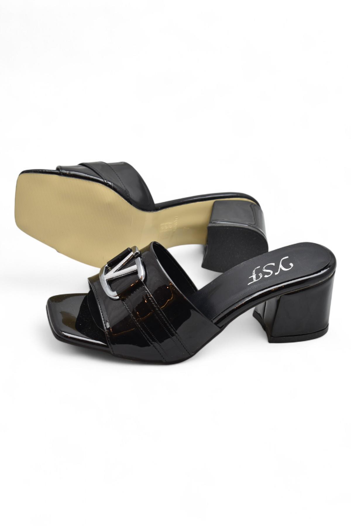 200V Düz Model 5cm Kadın Topuklu Terlik Ayakkabı Düğün Nişan Abiye - Görsel 6