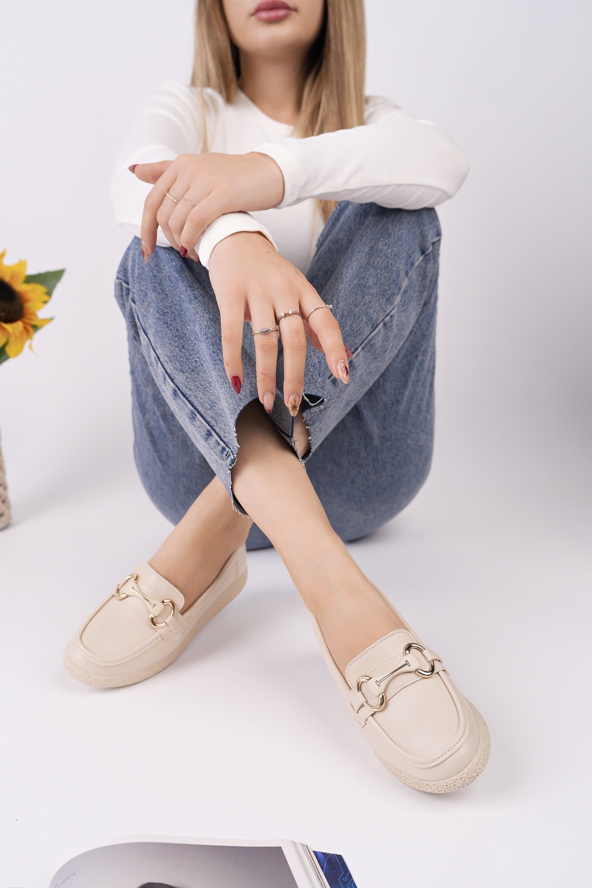 POLARA Kalın Taban Toka Detaylı Kadın Günlük Loafer Ayakkabı - Görsel 5