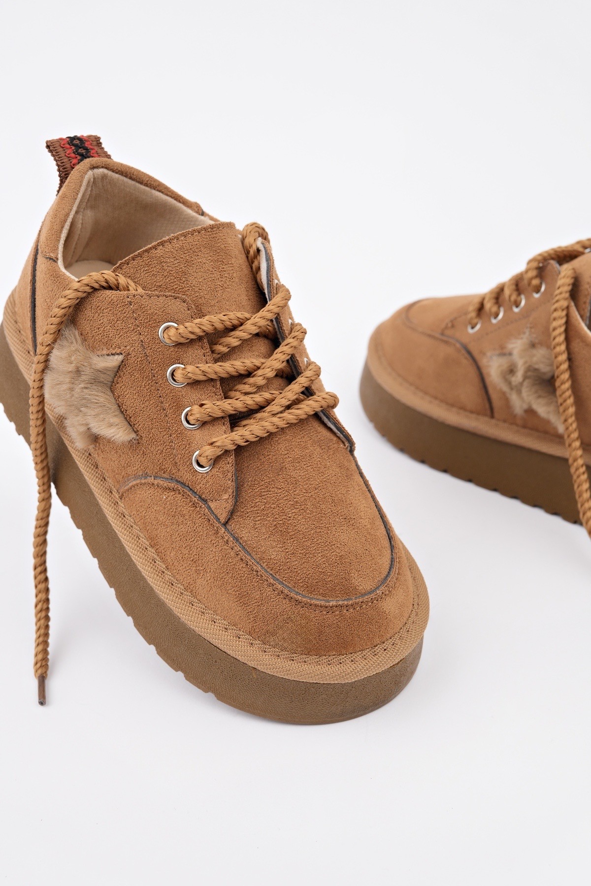 TRUNKS Kalın Taban Bağcıklı Yıldız Detaylı Çocuk Kışlık Sneaker Spor Ayakkabı - Görsel 3