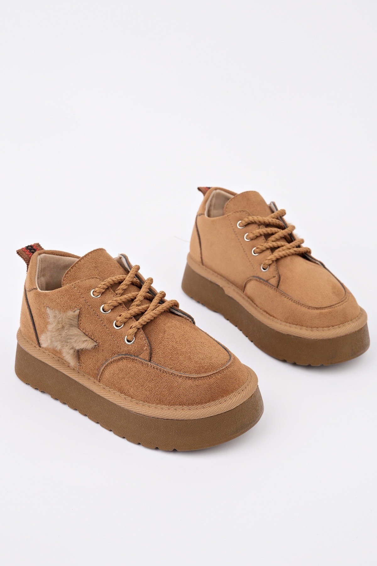 TRUNKS Kalın Taban Bağcıklı Yıldız Detaylı Çocuk Kışlık Sneaker Spor Ayakkabı - Görsel 4