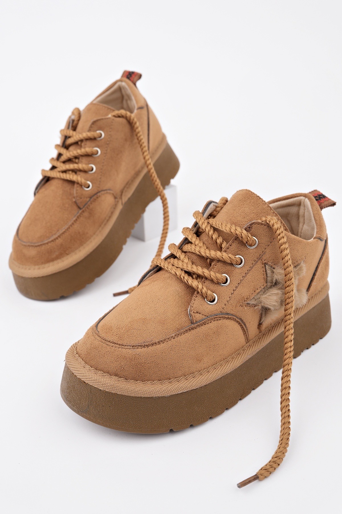 TRUNKS Kalın Taban Bağcıklı Yıldız Detaylı Çocuk Kışlık Sneaker Spor Ayakkabı - Görsel 5