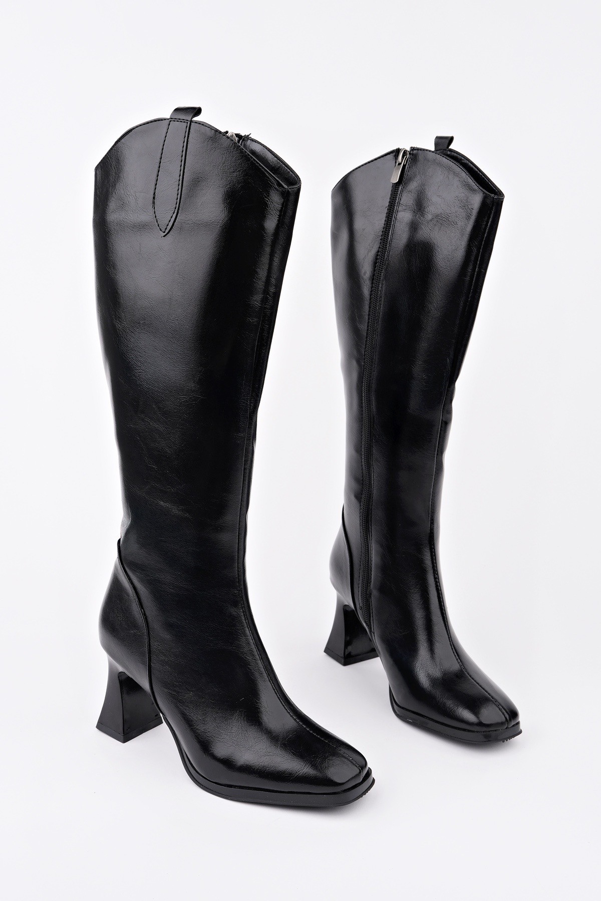 ASTORİA Küt Burun Yandan Fermuarlı Topuklu Kadın Çizme - Görsel 3