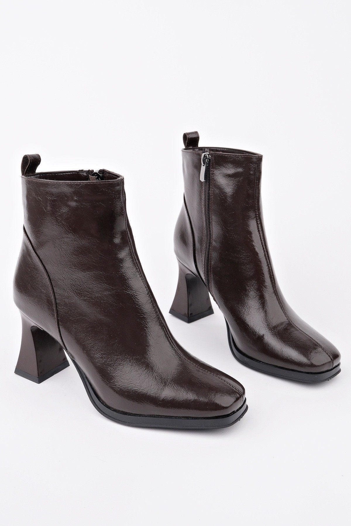 CELİNA Küt Burun Fermuarlı Topuklu Kadın Bot - Görsel 5