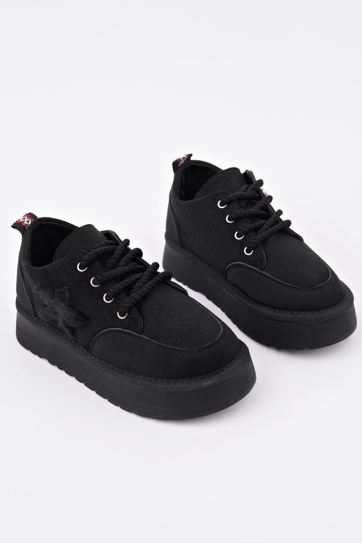 TRUNKS Kalın Taban Bağcıklı Yıldız Detaylı Çocuk Kışlık Sneaker Spor Ayakkabı - Görsel 3