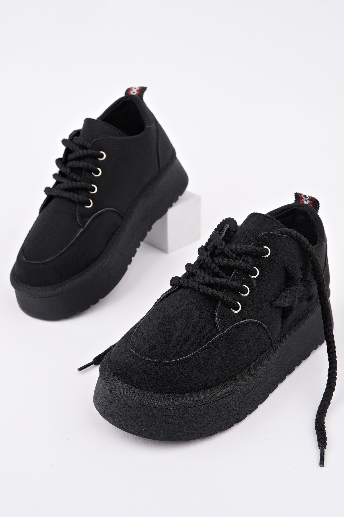 TRUNKS Kalın Taban Bağcıklı Yıldız Detaylı Çocuk Kışlık Sneaker Spor Ayakkabı - Görsel 4