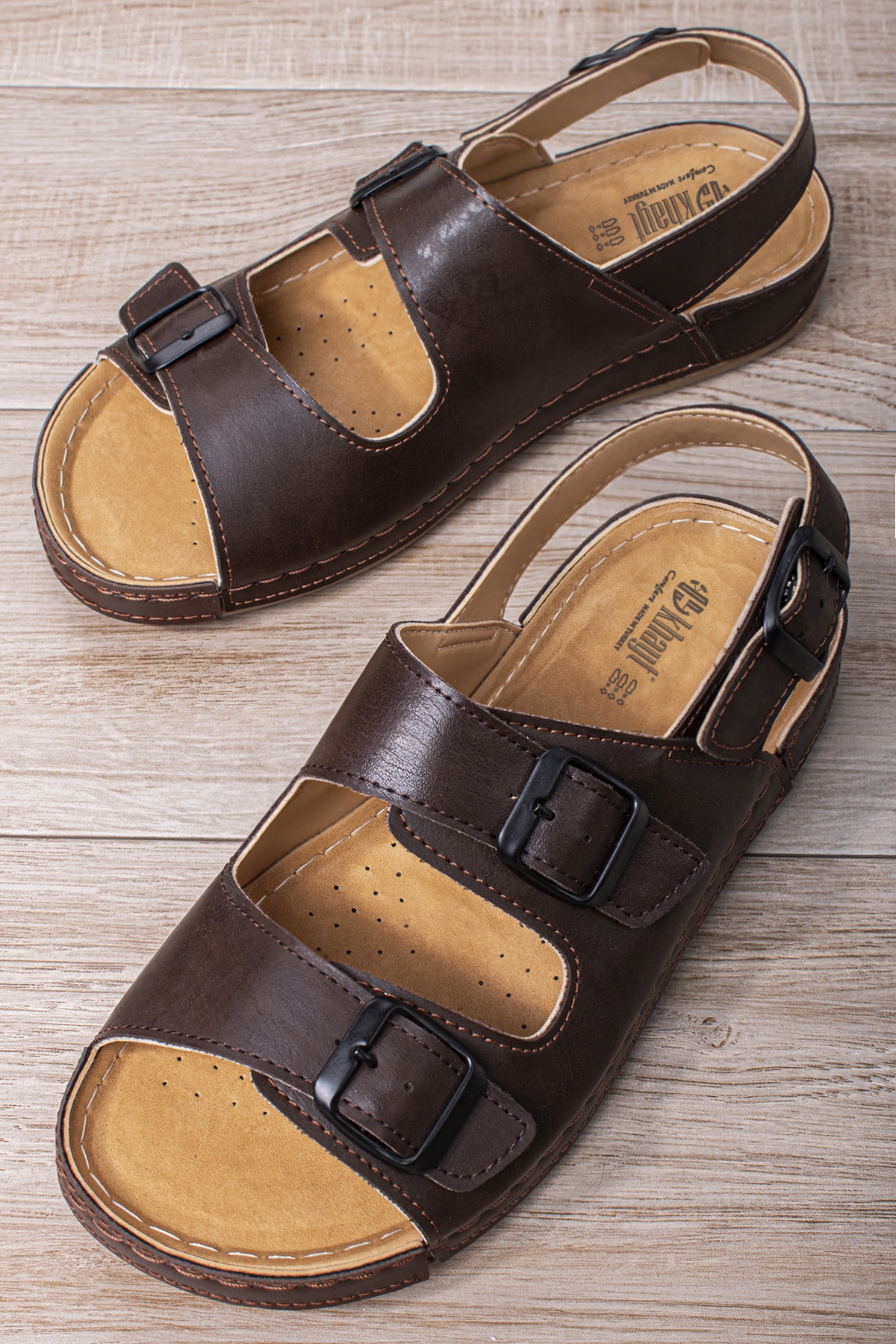 Garman Anatomik Ortopedik Çift Tokalı Günlük Erkek Sandalet - Görsel 2