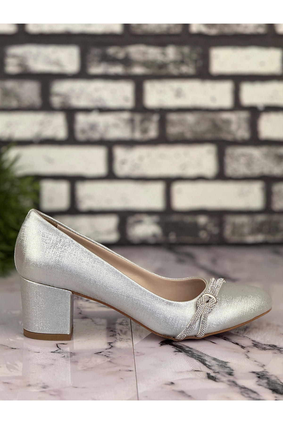 B20 Stiletto Topuklu Zarif Şık Kadın Ayakkabı Açık Gri - Görsel 2