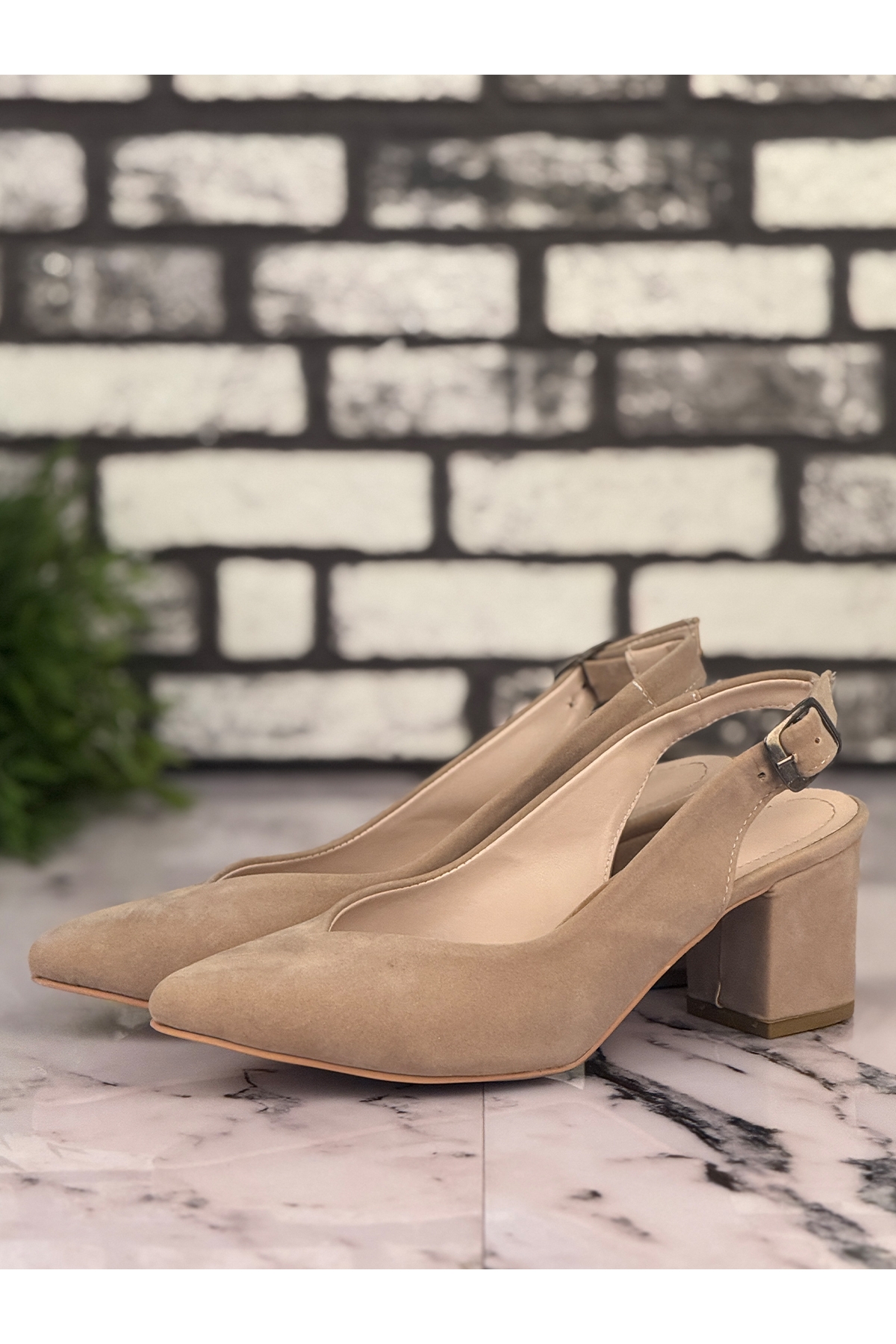 B15 Stiletto Topuklu Zarif Şık Kadın Ayakkabı Bej - Görsel 3