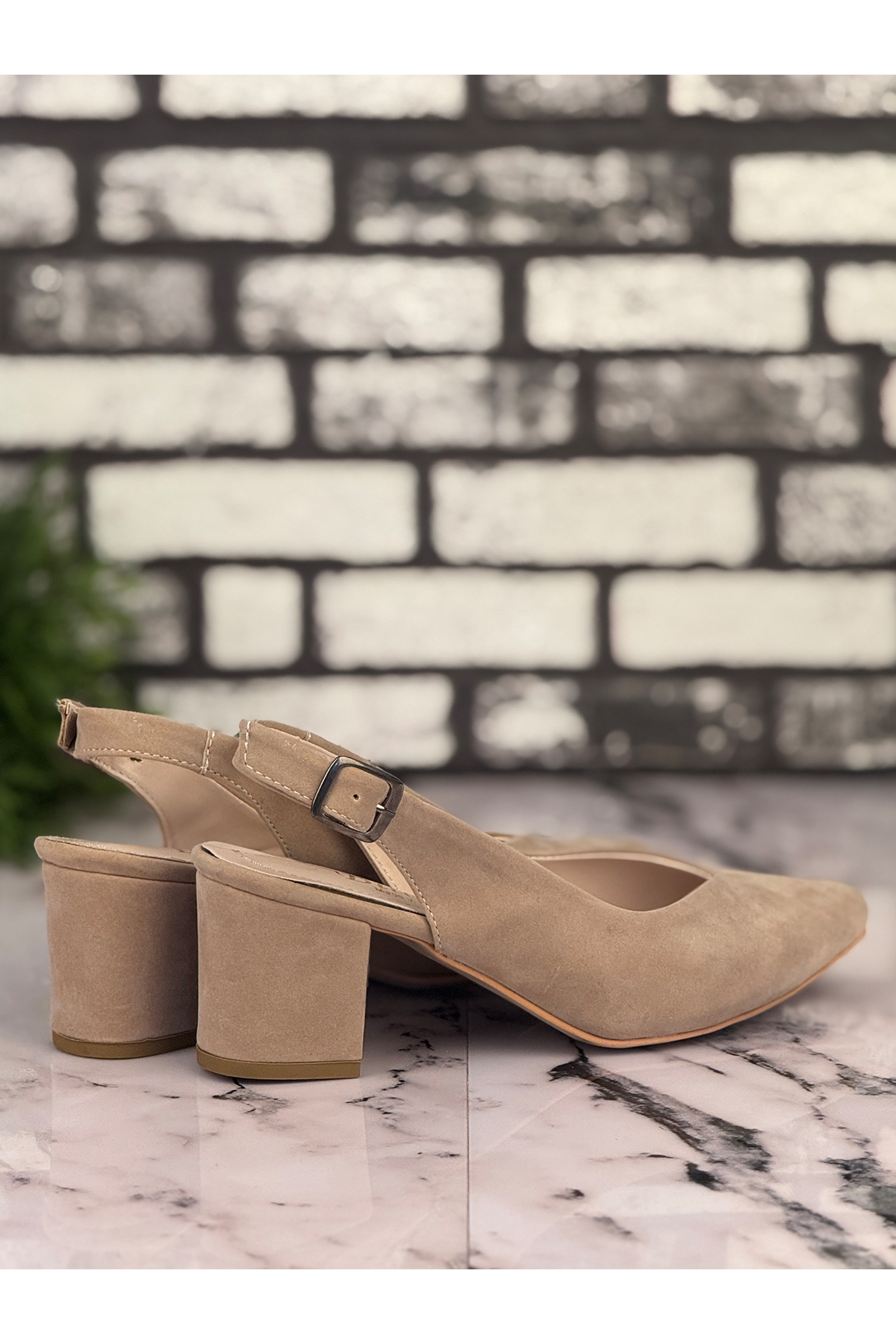B15 Stiletto Topuklu Zarif Şık Kadın Ayakkabı Bej - Görsel 4