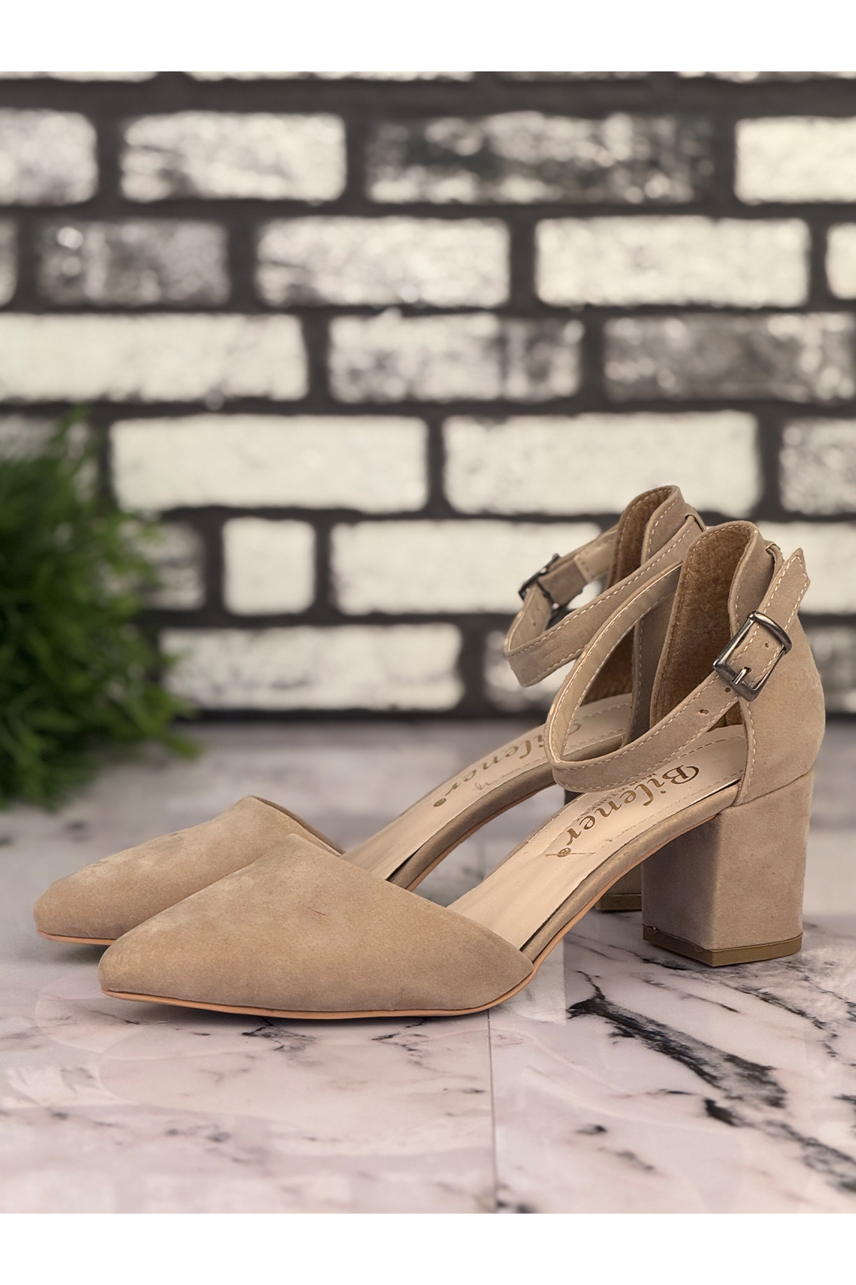 B10 Stiletto Topuklu Zarif Şık Kadın Ayakkabı Bej - Görsel 3