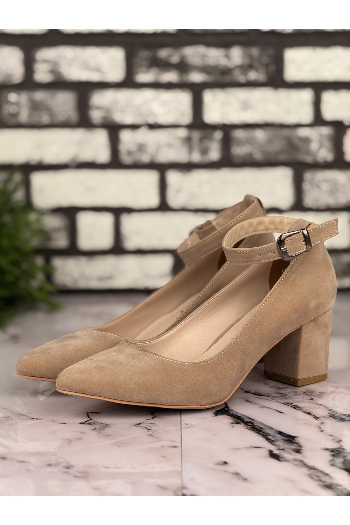 B05 Stiletto Topuklu Zarif Şık Kadın Ayakkabı Bej - Görsel 3