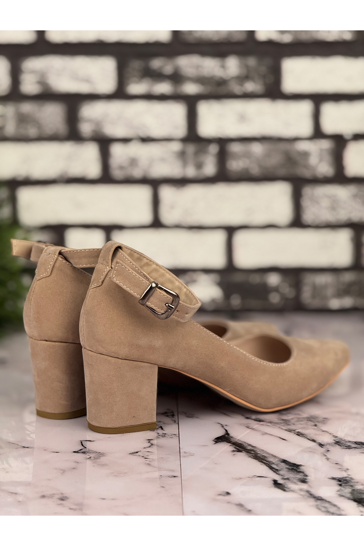 B05 Stiletto Topuklu Zarif Şık Kadın Ayakkabı Bej - Görsel 4