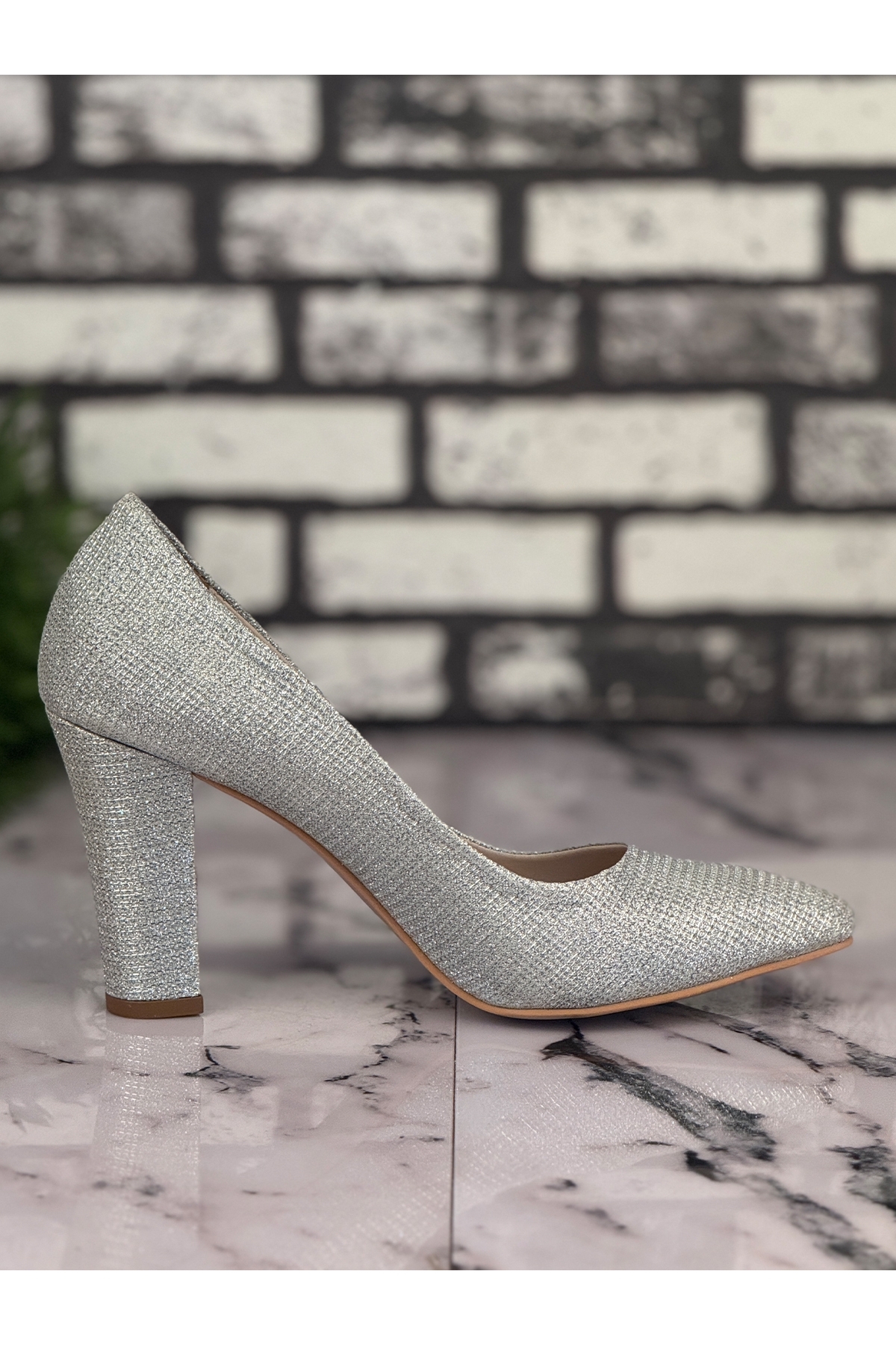 B06 Stiletto Topuklu Zarif Şık Kadın Ayakkabı Gri - Görsel 2