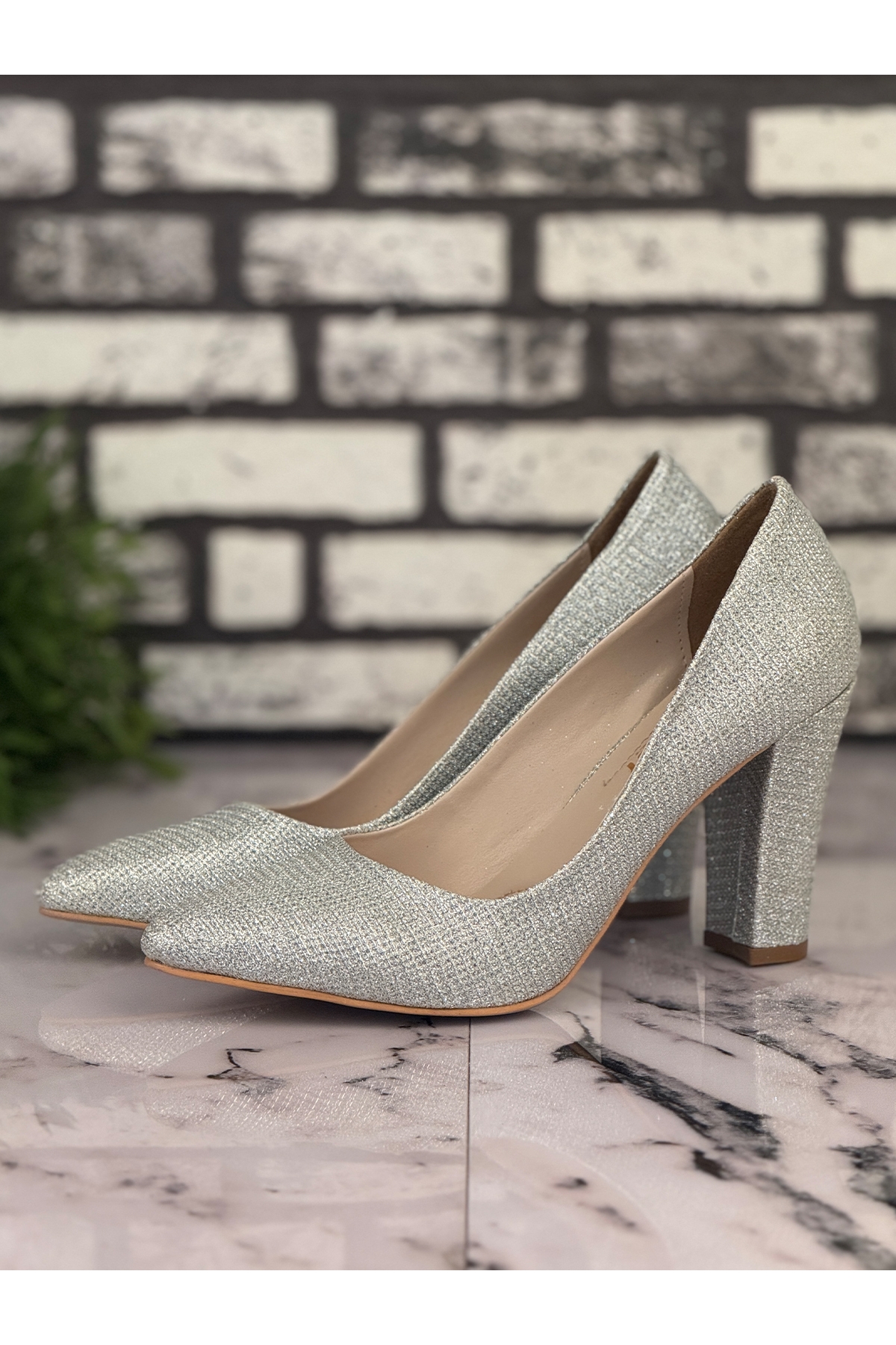 B06 Stiletto Topuklu Zarif Şık Kadın Ayakkabı Gri - Görsel 3