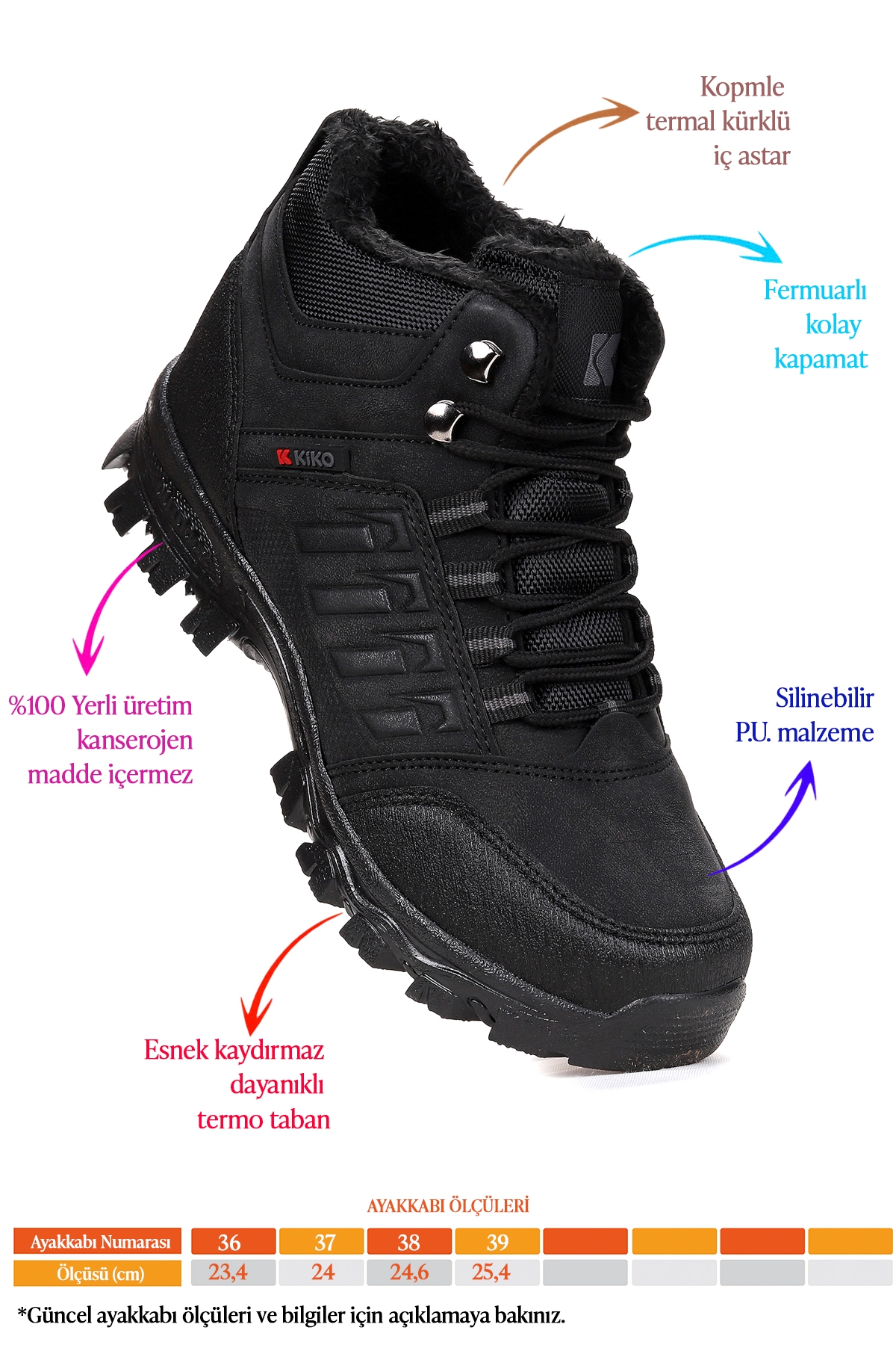 Rune Günlük Fermuarlı Erkek Çocuk Bot Ayakkabı Siyah - Görsel 3