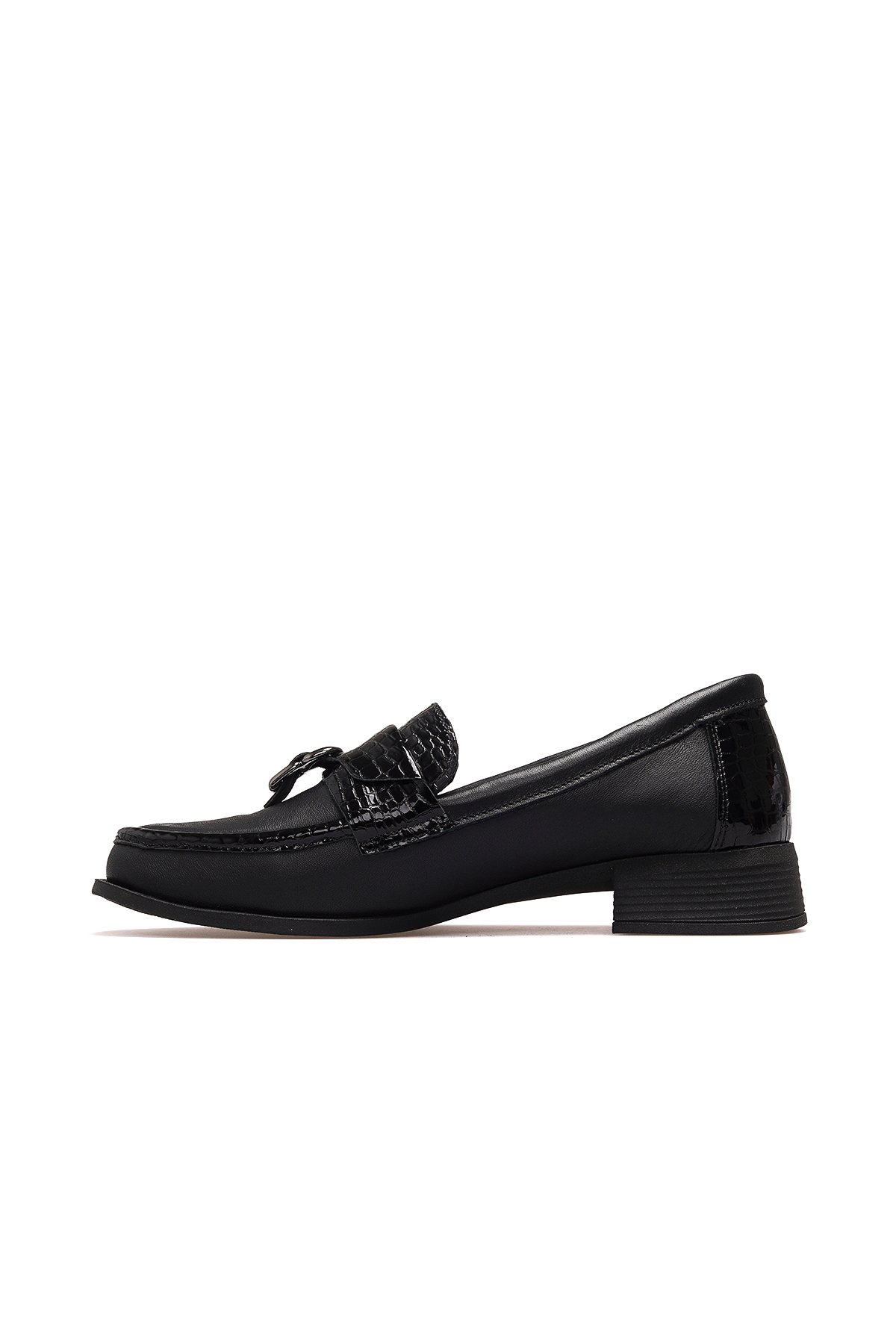Kadın Hakiki Deri Loafer Günlük Ayakkabı 25k D25ka-855 Z Siyah - Görsel 3
