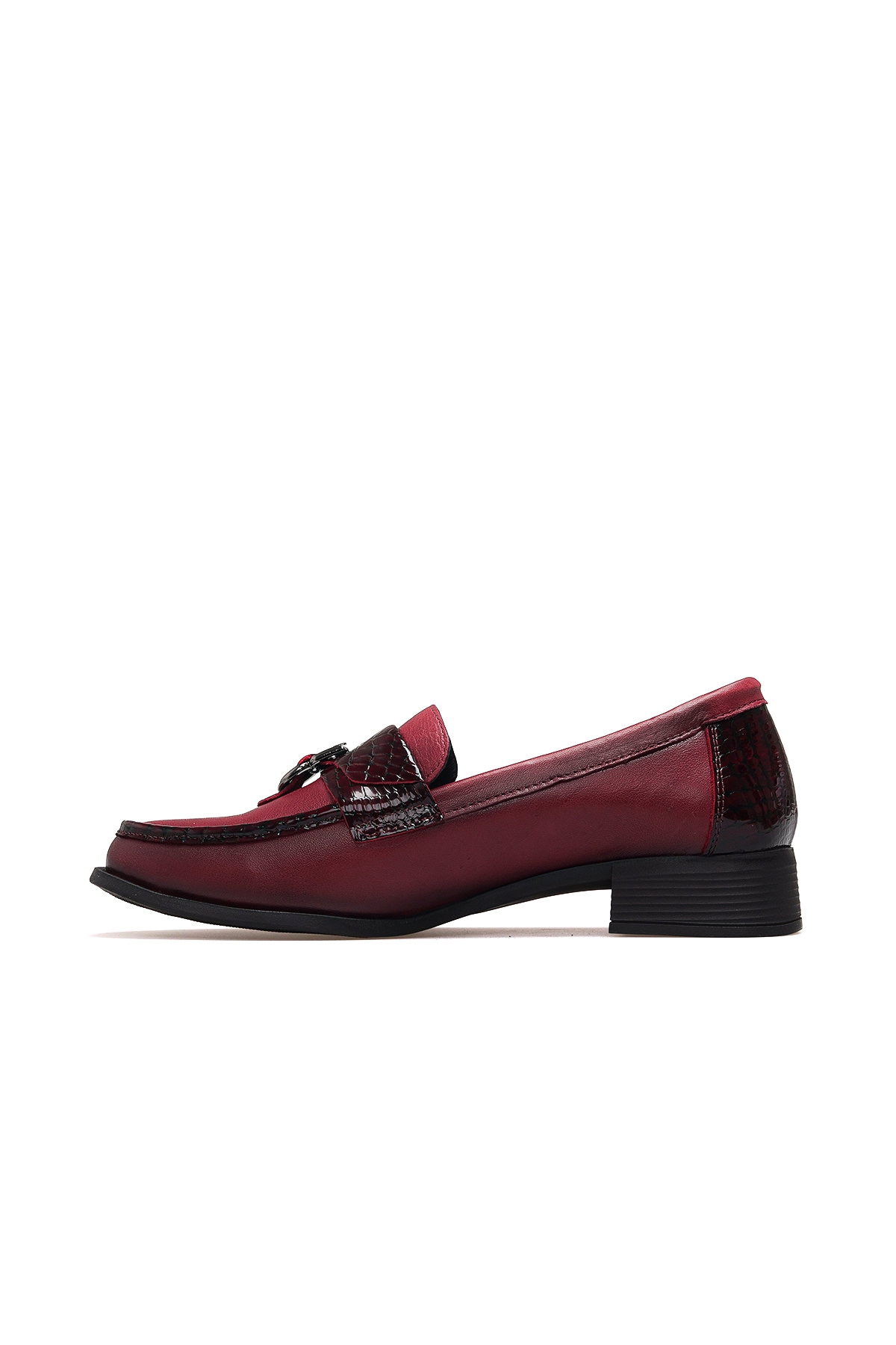 Kadın Hakiki Deri Loafer Günlük Ayakkabı 25k D25ka-855 Z Bordo - Görsel 3