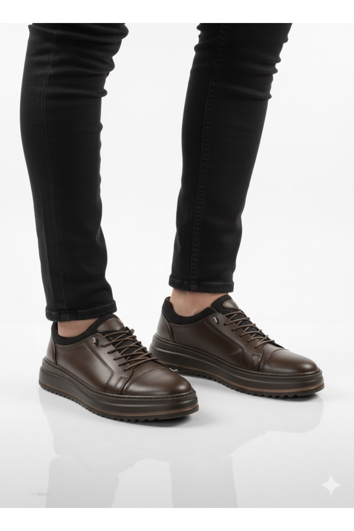 Erkek Hakiki Deri Rahat Yumuşak Kalın Taban Casual Ayakkabı AY-1040-K - Görsel 2