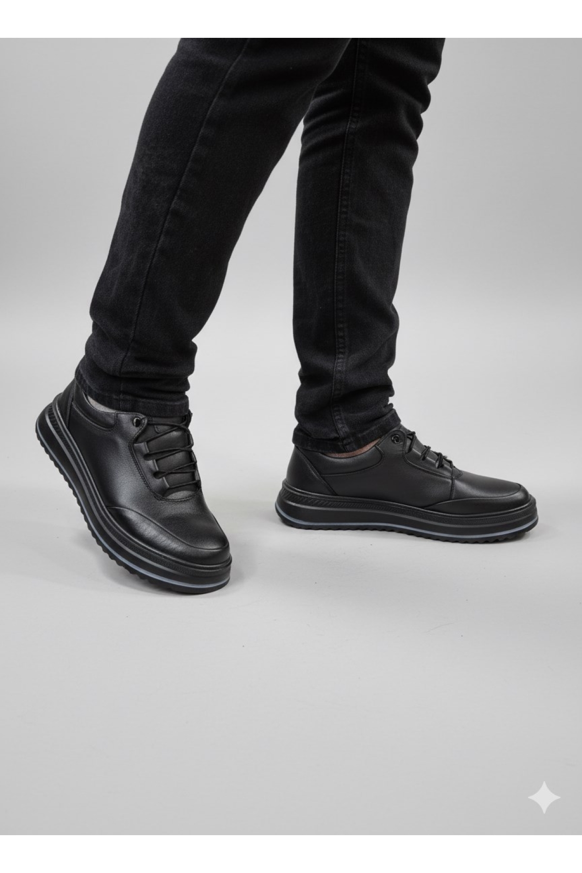 Erkek Hakiki Deri Rahat Yumuşak Kalın Taban Casual Ayakkabı AY-1015-K - Görsel 2