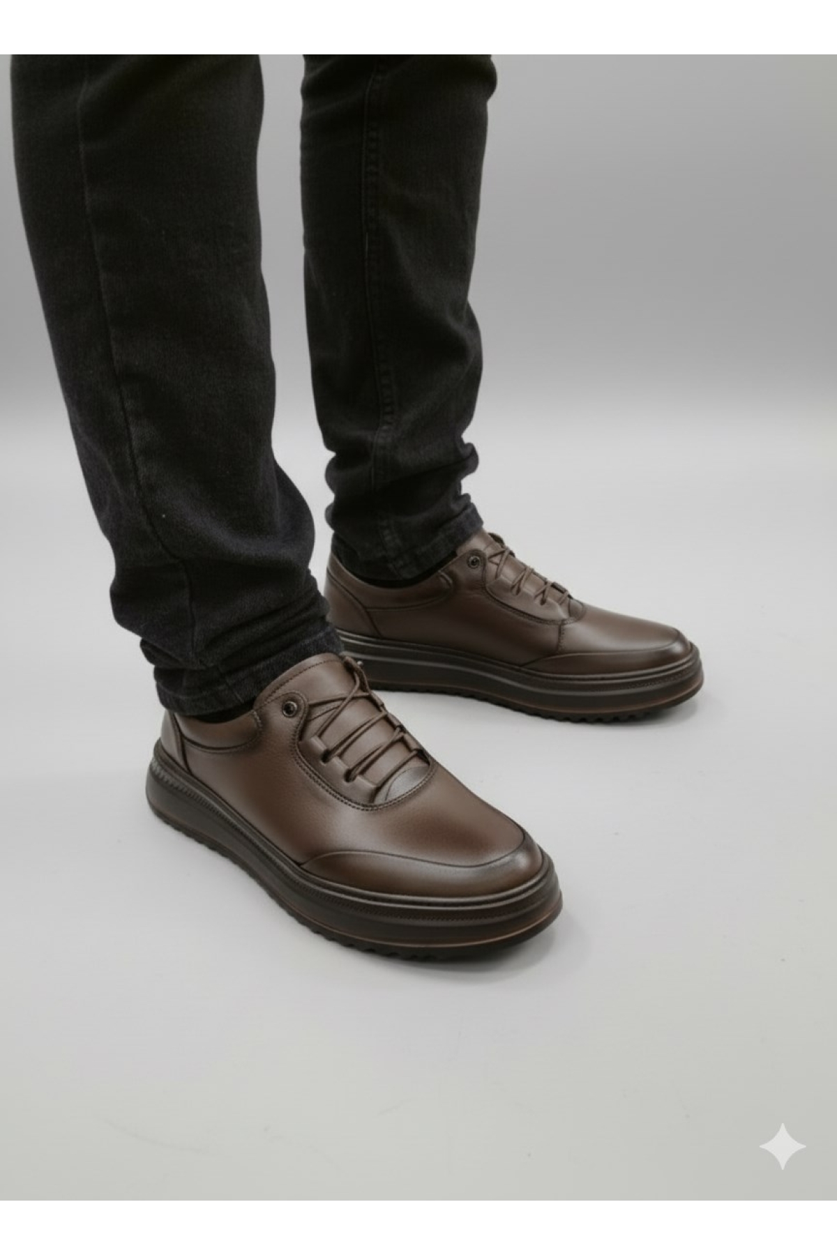 Erkek Hakiki Deri Rahat Yumuşak Kalın Taban Casual Ayakkabı AY-1015-K - Görsel 2