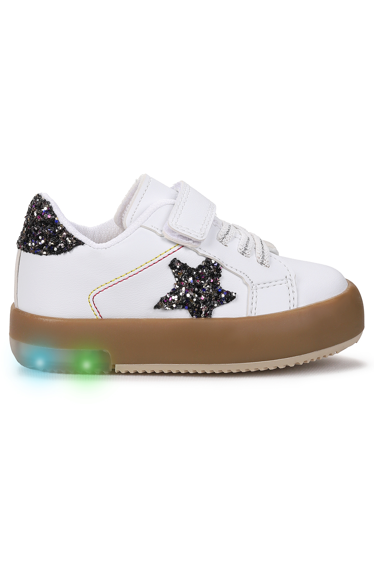 Rena Günlük Cırtlı Işıklı Kız Bebek Spor Ayakkabı Beyaz - Platin - Görsel 2