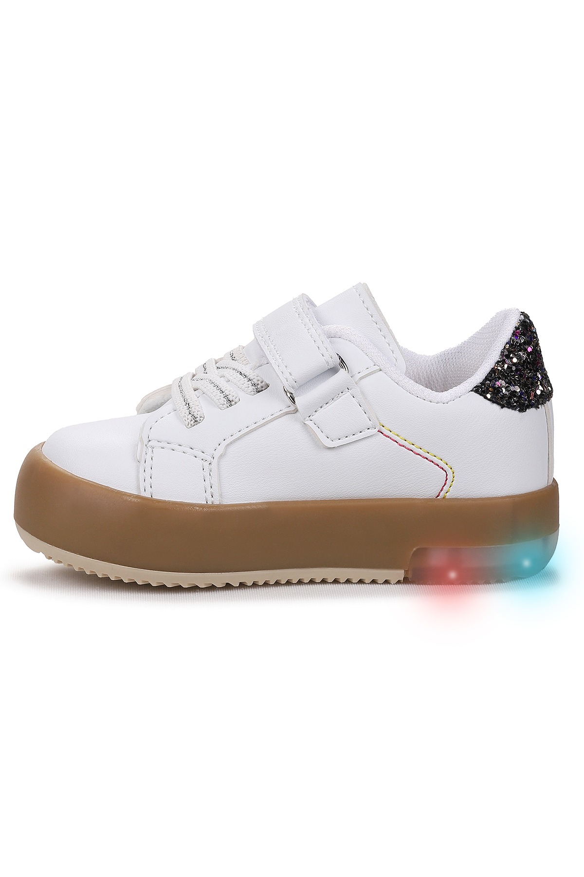 Rena Günlük Cırtlı Işıklı Kız Bebek Spor Ayakkabı Beyaz - Platin - Görsel 5
