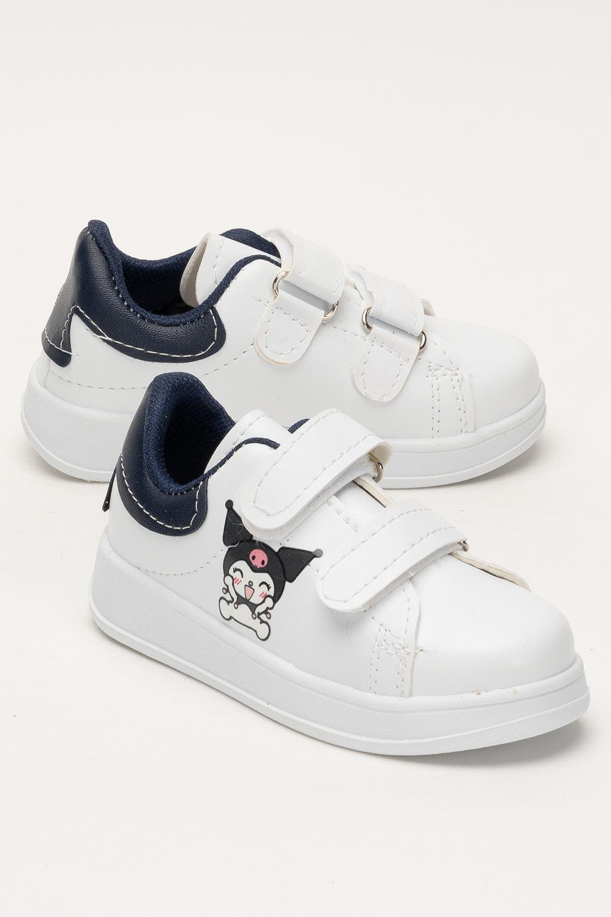 Çocuk Kuromi Baskılı Cırtlı Unisex Spor Ayakkabı BEYAZ - LACİVERT - Görsel 3