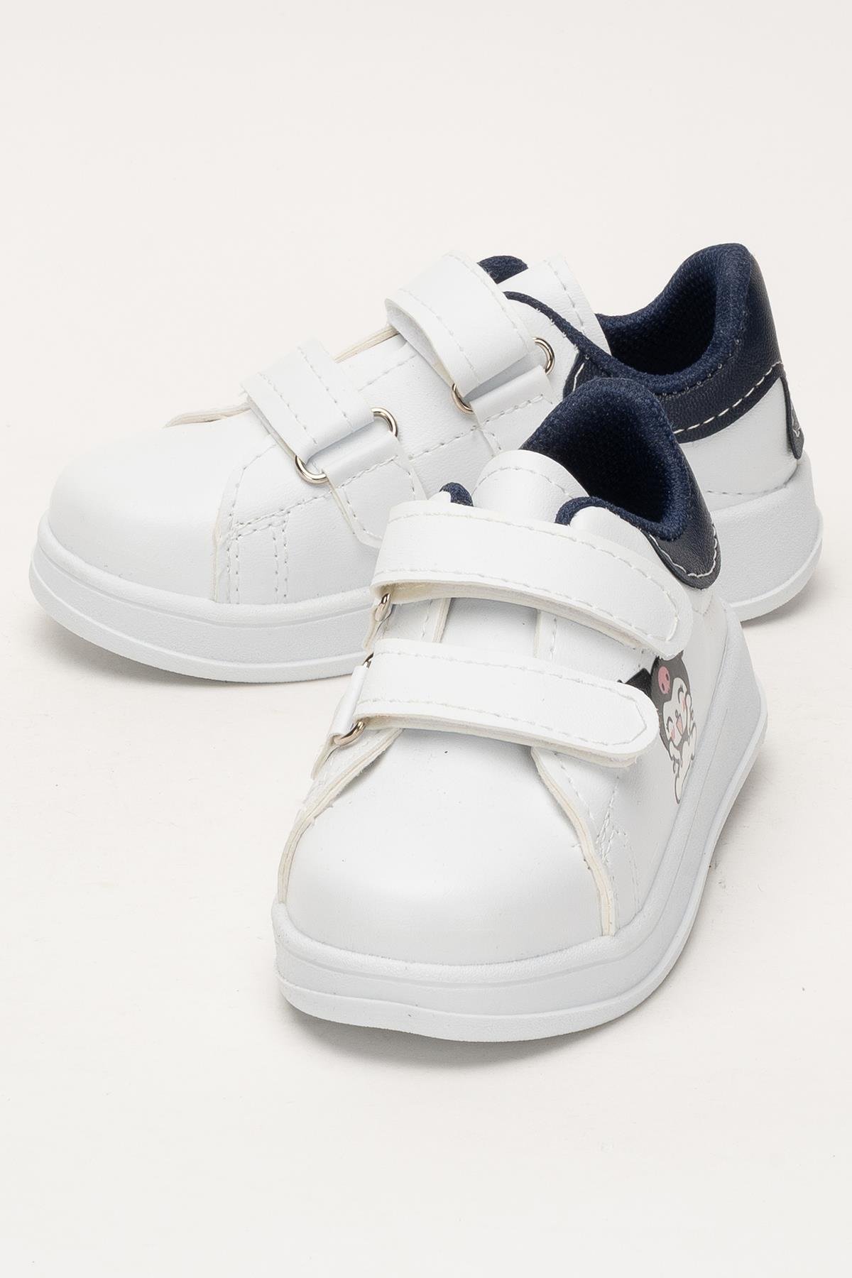 Çocuk Kuromi Baskılı Cırtlı Unisex Spor Ayakkabı BEYAZ - LACİVERT - Görsel 6