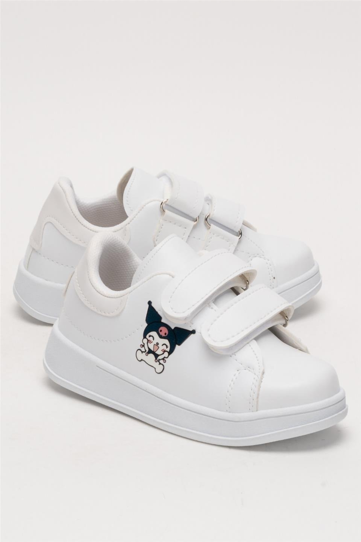 Çocuk Kuromi Baskılı Cırtlı Unisex Spor Ayakkabı BEYAZ - Görsel 3