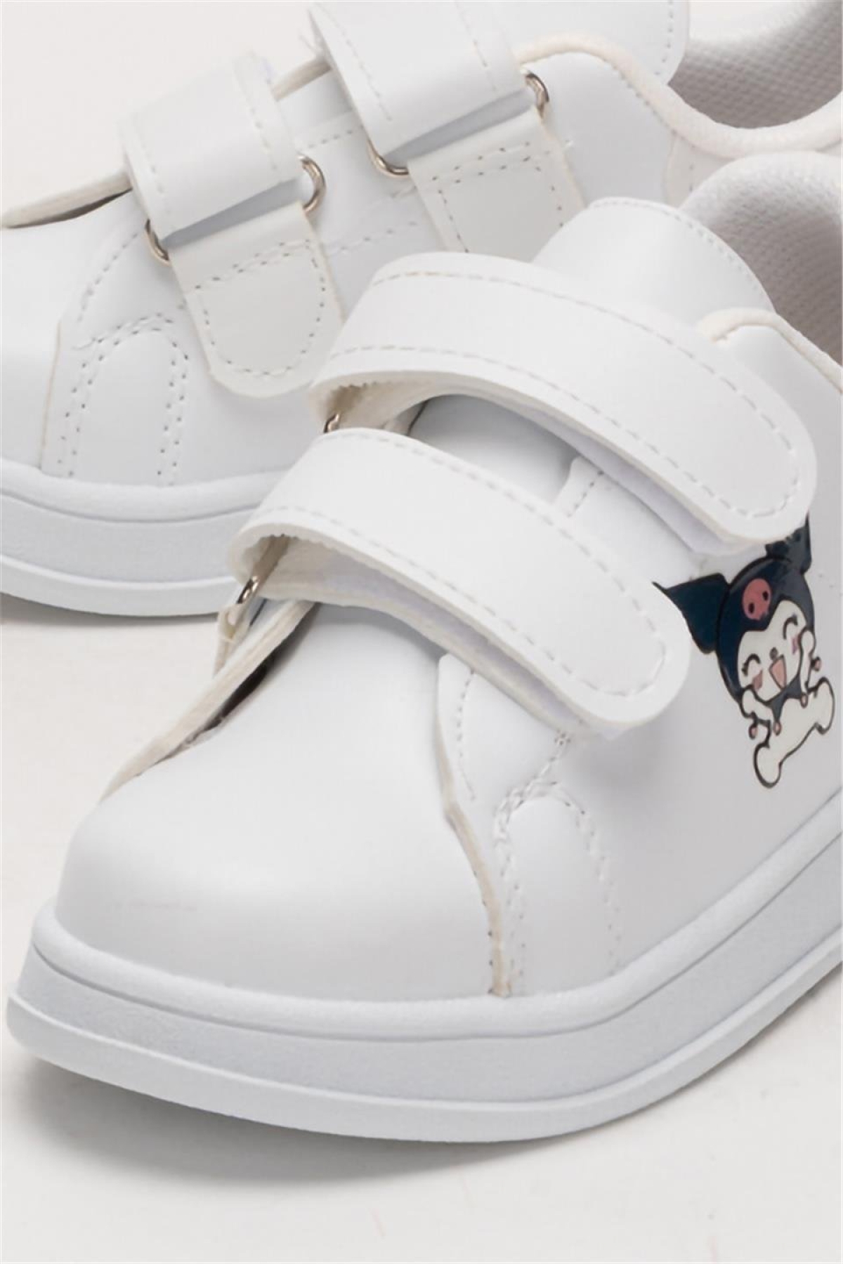 Çocuk Kuromi Baskılı Cırtlı Unisex Spor Ayakkabı BEYAZ - Görsel 6