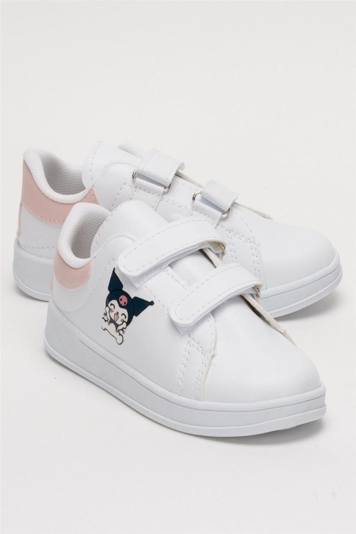 Çocuk Kuromi Baskılı Cırtlı Unisex Spor Ayakkabı BEYAZ - PUDRA - Görsel 3