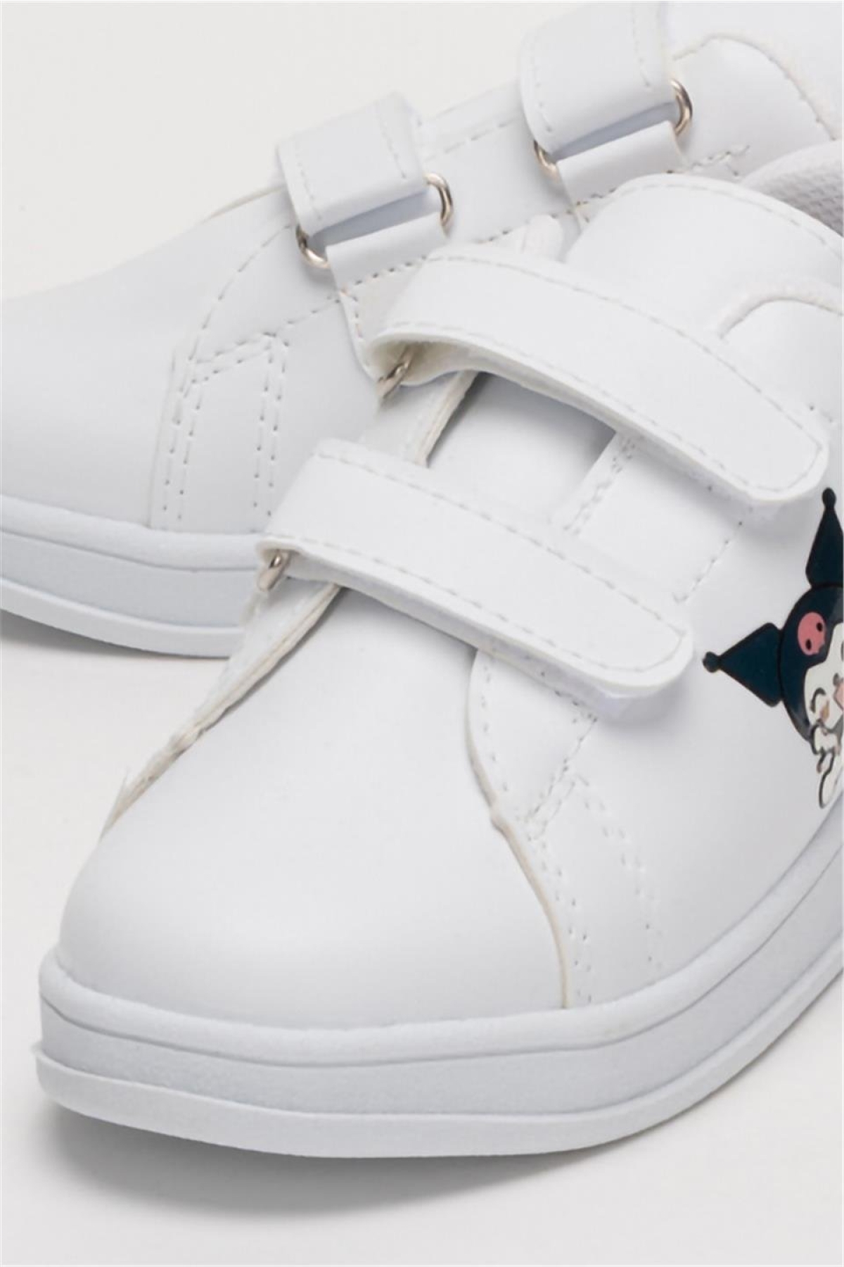 Çocuk Kuromi Baskılı Cırtlı Unisex Spor Ayakkabı BEYAZ - PUDRA - Görsel 6