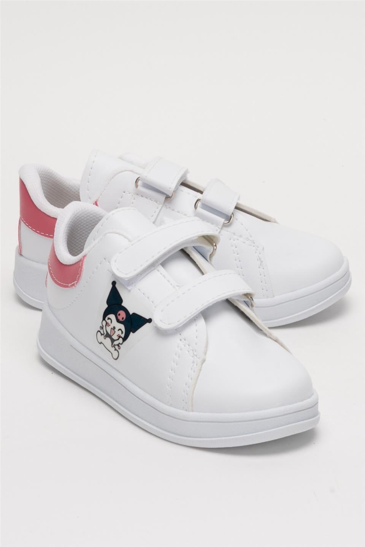 Çocuk Kuromi Baskılı Cırtlı Unisex Spor Ayakkabı BEYAZ - PEMBE - Görsel 3
