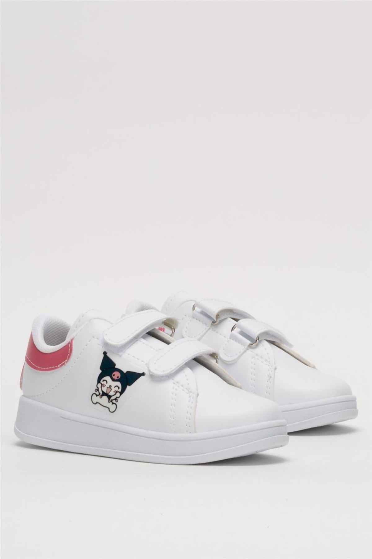 Çocuk Kuromi Baskılı Cırtlı Unisex Spor Ayakkabı BEYAZ - PEMBE - Görsel 4
