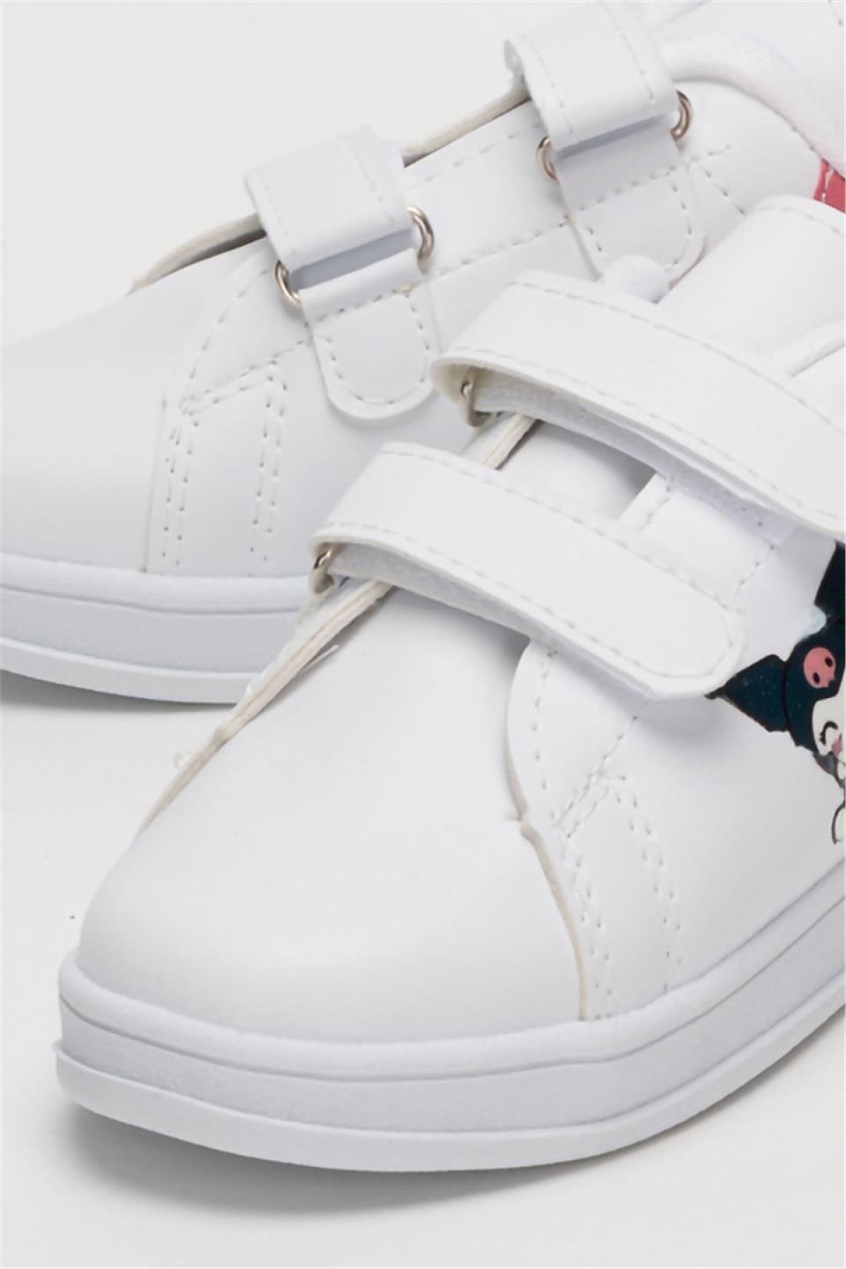 Çocuk Kuromi Baskılı Cırtlı Unisex Spor Ayakkabı BEYAZ - PEMBE - Görsel 6