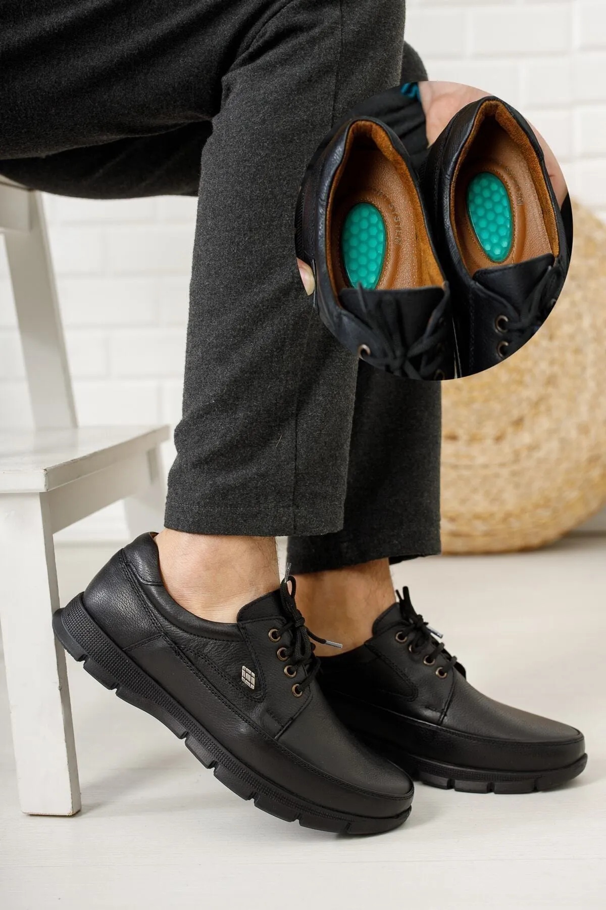 U1 Bağcıklı Ortopedik Taban Deri Kışlık Erkek Ayakkabı - Görsel 6