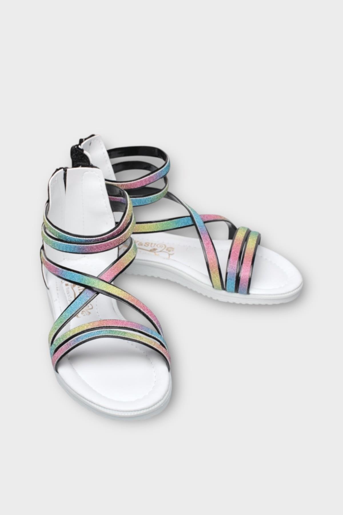 Kız Çocuk Fermuarlı Kaydırmaz Taban Bilekli Sandalet SİYAH - Görsel 3