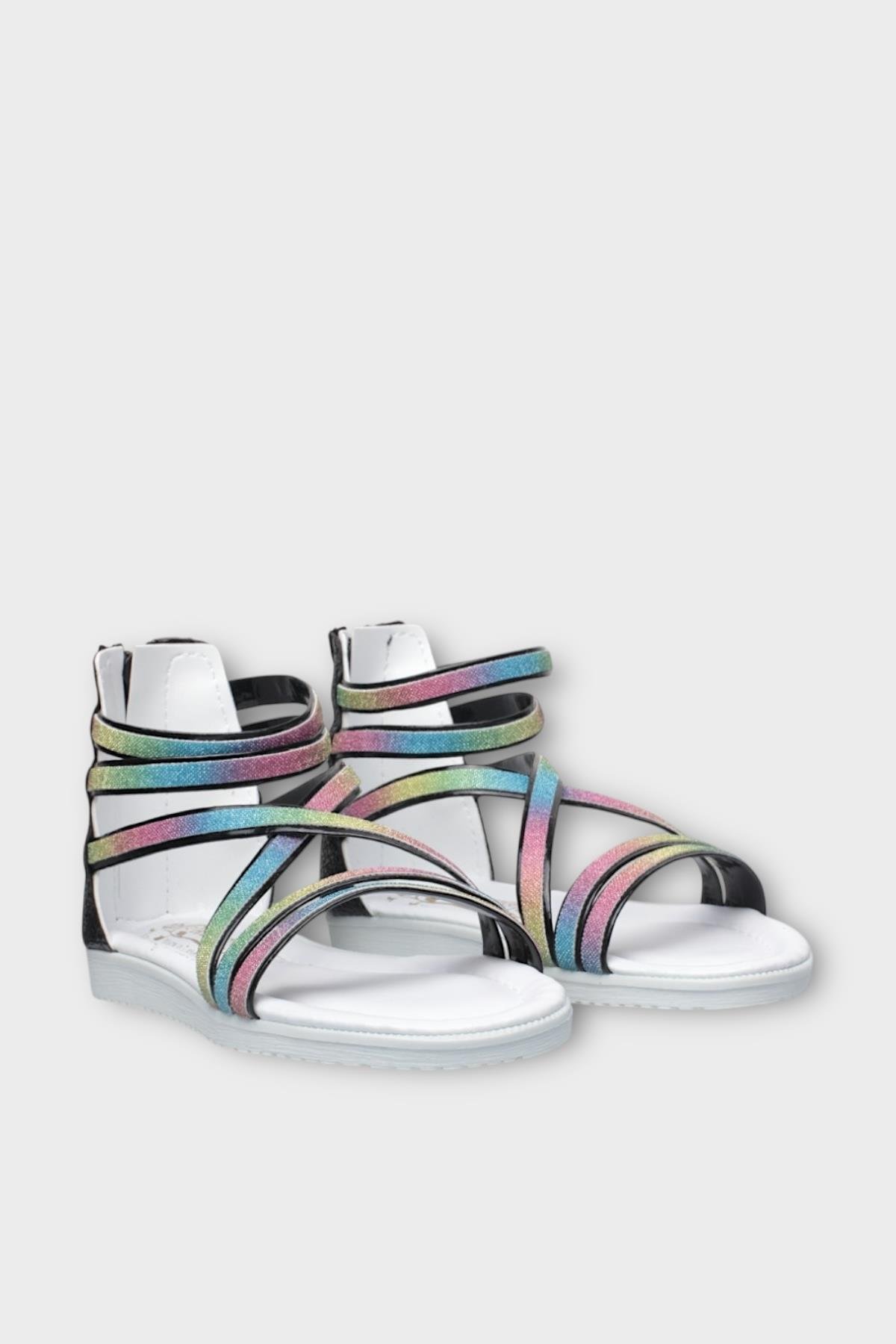 Kız Çocuk Fermuarlı Kaydırmaz Taban Bilekli Sandalet SİYAH - Görsel 4