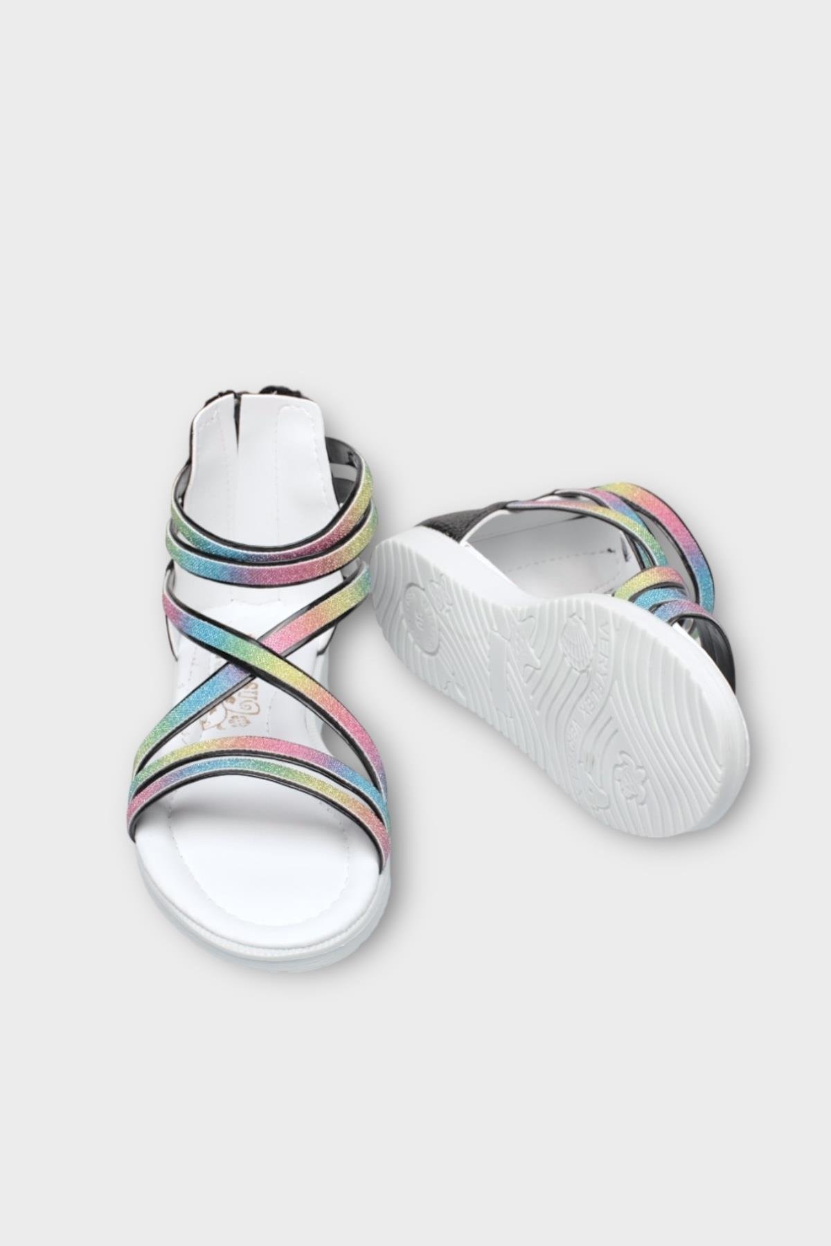 Kız Çocuk Fermuarlı Kaydırmaz Taban Bilekli Sandalet SİYAH - Görsel 6