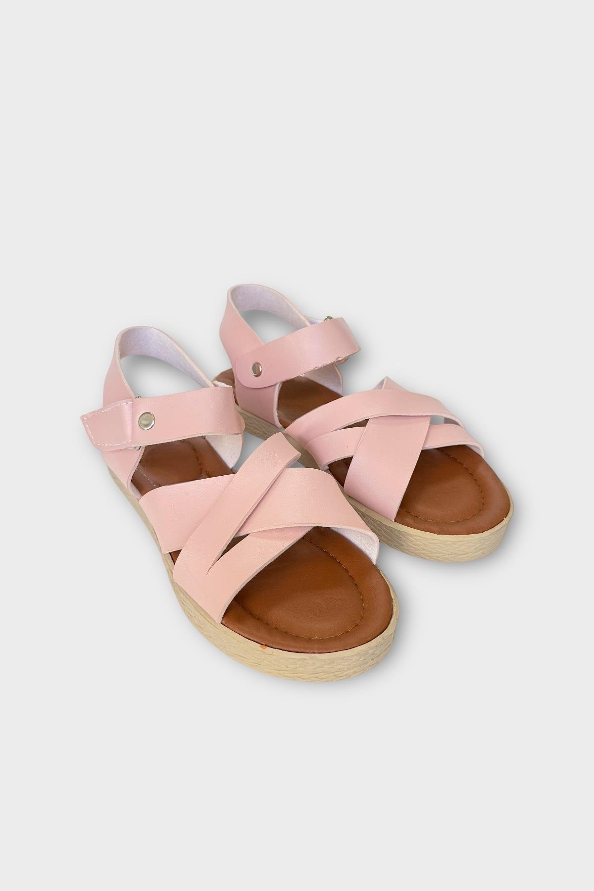 Kadın Cırtlı Çapraz Bant Sandalet PUDRA - Görsel 3