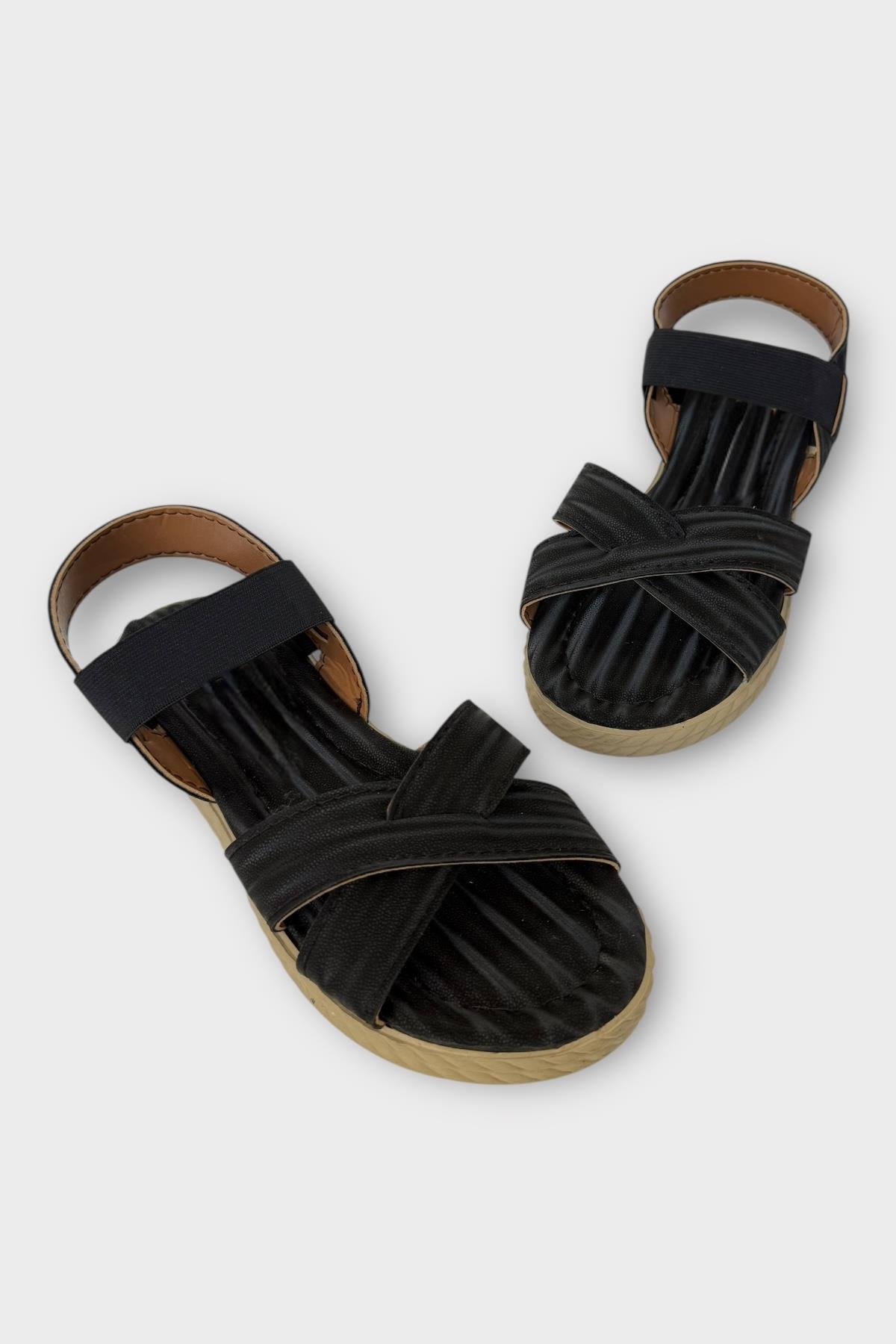 Kadın Cırtlı Çapraz Bant Sandalet SİYAH - Görsel 3