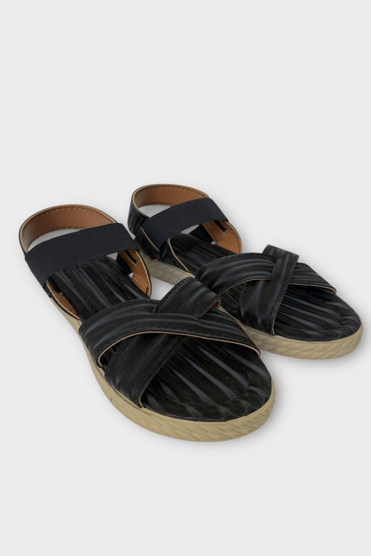Kadın Cırtlı Çapraz Bant Sandalet SİYAH - Görsel 5